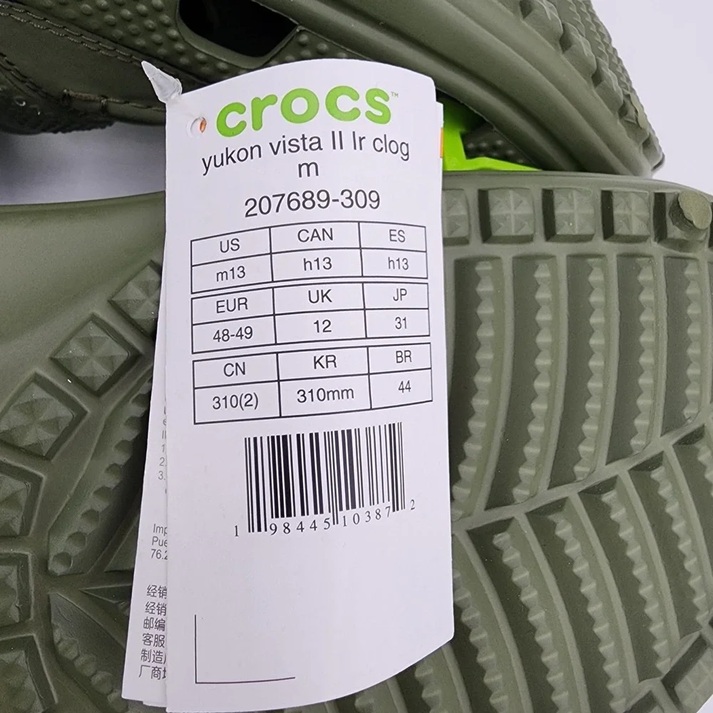 Crocs Yukon Vista II Clogs Mens‎ 13 LiteRide Adjustable Strap Army Green NEW